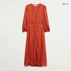 Mango Orange Button-Down Dress